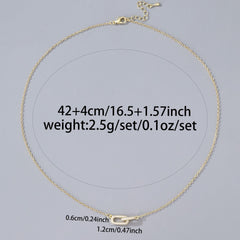 European And American Double-Ring Geometric Zircon Micro-Set Necklace