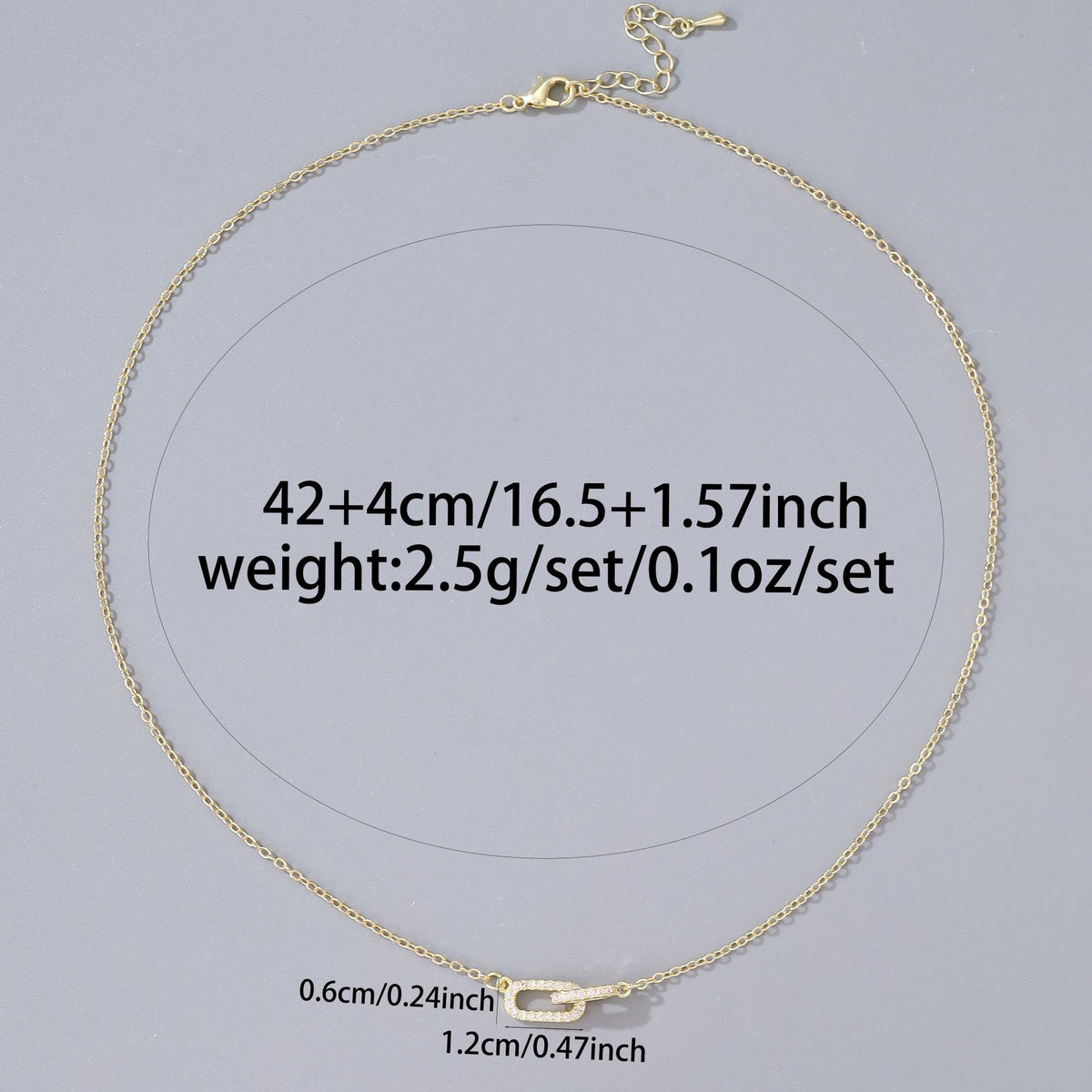 European And American Double-Ring Geometric Zircon Micro-Set Necklace