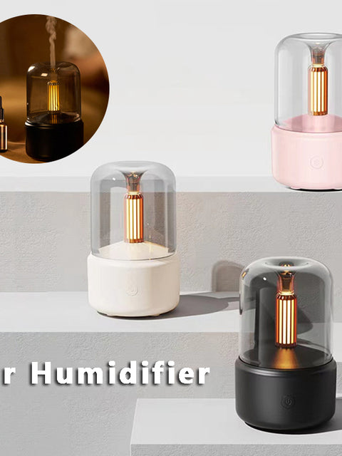Atmosphere Light Humidifier Candlelight Aroma Diffuser Portable 120ml Electric USB Air Humidifier Cool Mist Maker Fogger 8-12 Hours With LED Night Light
