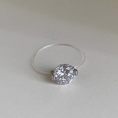 Light-luxury Transparent-thread Invisible Mermaid-tear Ring For Women