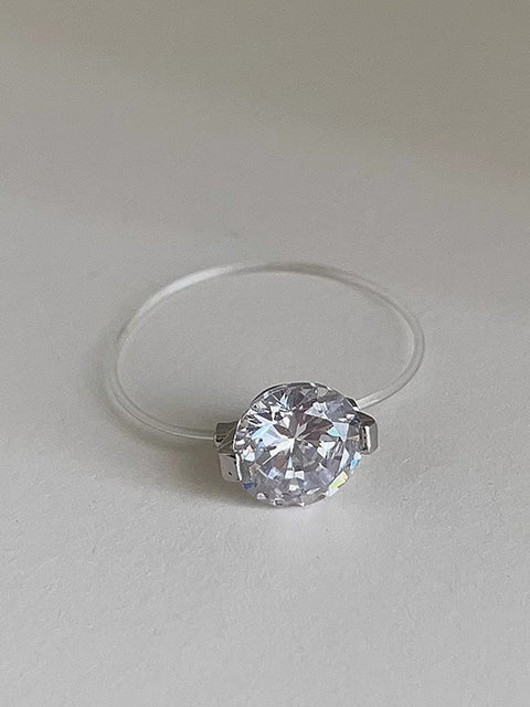Light-luxury Transparent-thread Invisible Mermaid-tear Ring For Women