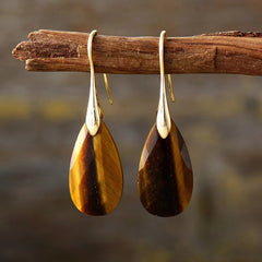 Simple High-quality Natural Tigers Eye Pendant Earrings