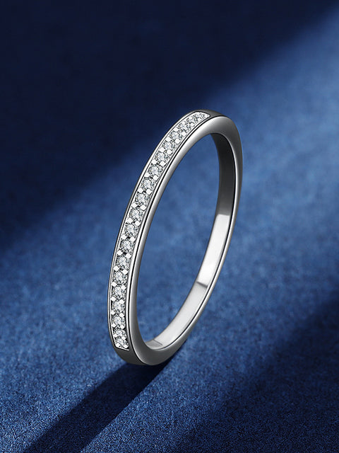 S925 Sterling Silver Couple Rings Adjustable Minimalist Design With Moissanite Diamond Accent