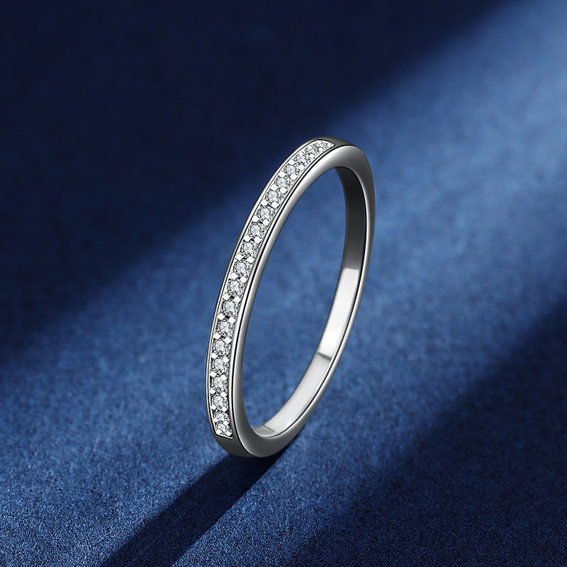 S925 Sterling Silver Couple Rings Adjustable Minimalist Design With Moissanite Diamond Accent