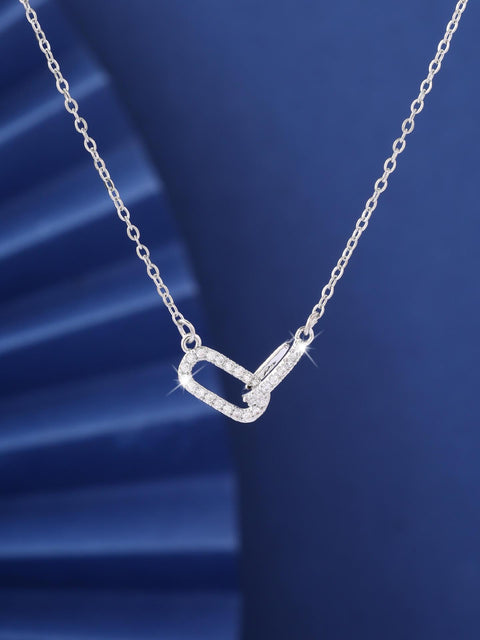 European And American Double-Ring Geometric Zircon Micro-Set Necklace