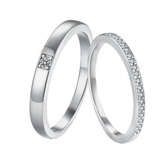 S925 Sterling Silver Couple Rings Adjustable Minimalist Design With Moissanite Diamond Accent