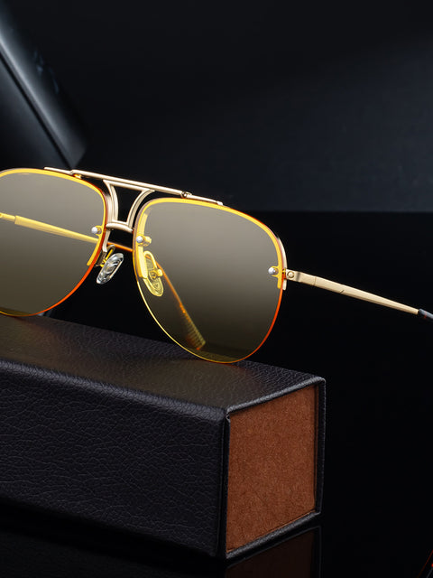 Mens Fashion Metal Half-Frame Sunglasses