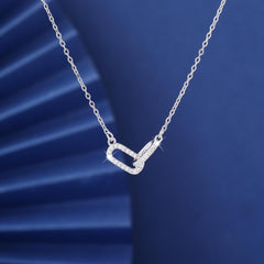 European And American Double-Ring Geometric Zircon Micro-Set Necklace