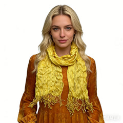 2pcs Sunshine Yellow Crinkle Blend Scarf,Beach Vacation Essential,vacation,daily Life,evening Party,Office Appropriate Subtlety For Women Men