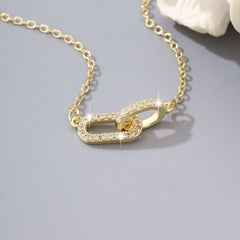 European And American Double-Ring Geometric Zircon Micro-Set Necklace