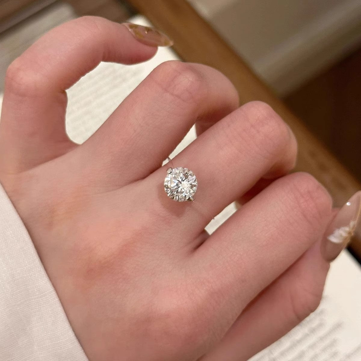 Light-luxury Transparent-thread Invisible Mermaid-tear Ring For Women