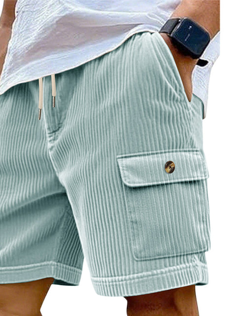 Mens Corduroy Multi-Pocket Shorts For Sports